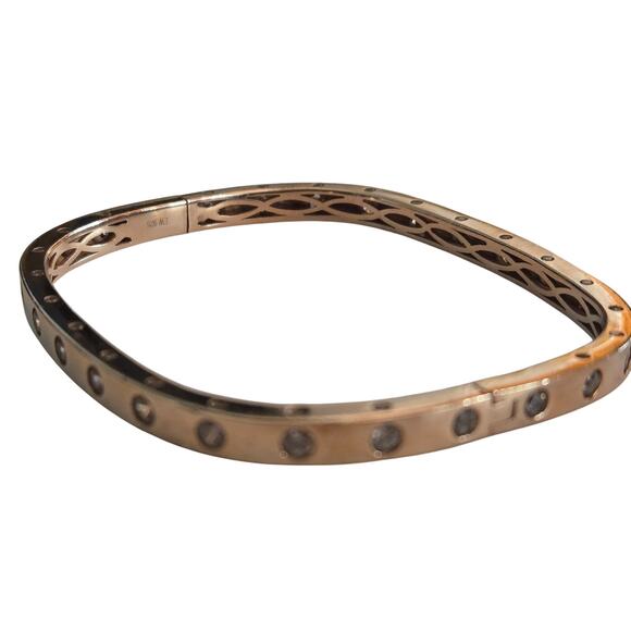 Amanda Rose Cubic Zirconia Rose Gold Flashed Sterling Silver Bezel Cuff Bangle - Picture 3 of 6